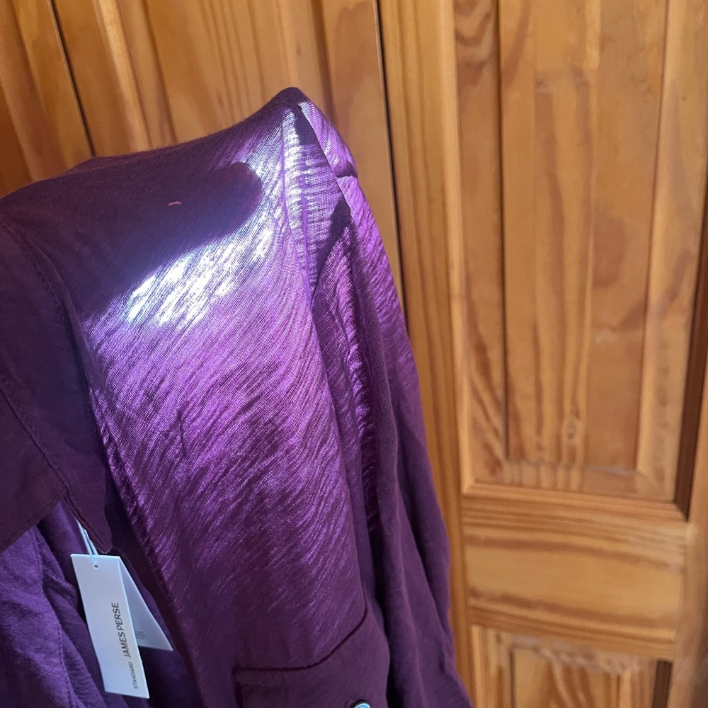James Perse Three Quarter Sleeve Purple Button-Up Top - Picture 12 of 12
